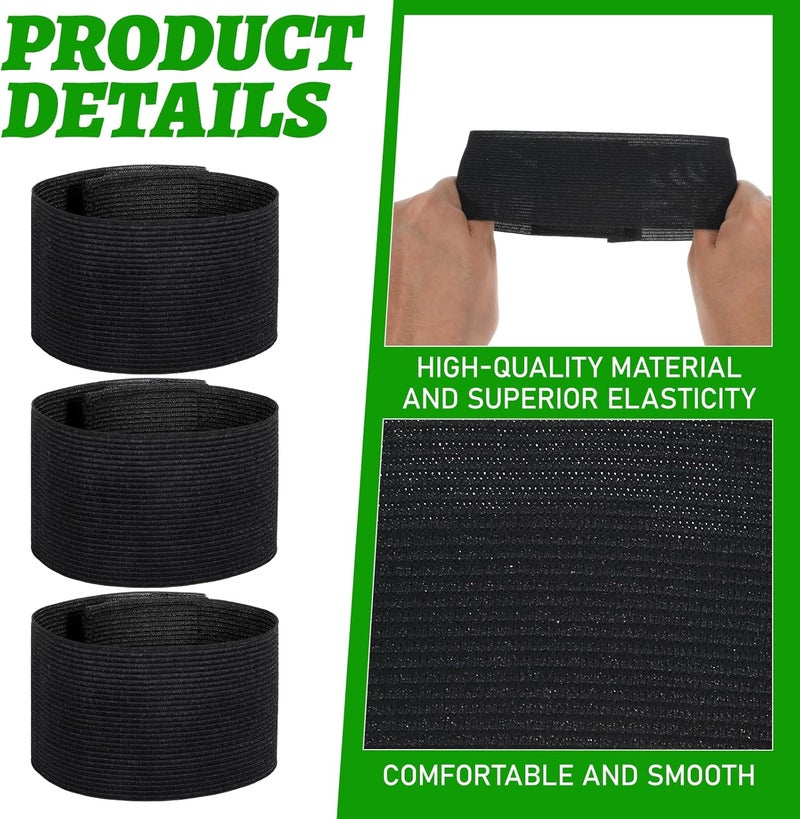 simarro 6PCS Captain Armbands, 5x30 CM/2x12 Inch Black Elastic Arm Band Adjustable Leader Armband Team Sport Arm Badge Funeral Mourning Band for Football Basketball Volleyball - Image 3